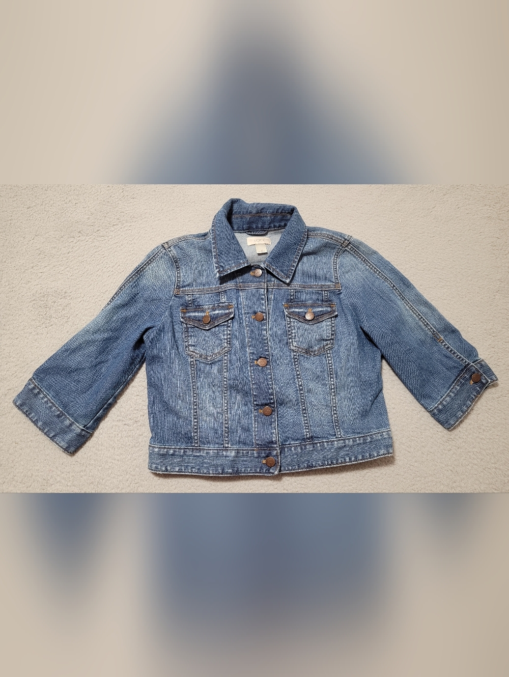 LOFT Outlet Cropped Jean Jacket 3/4 Sleeve Medium